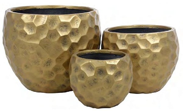 Vaso Fibrocimento C/3 Uni Dourado 40cm