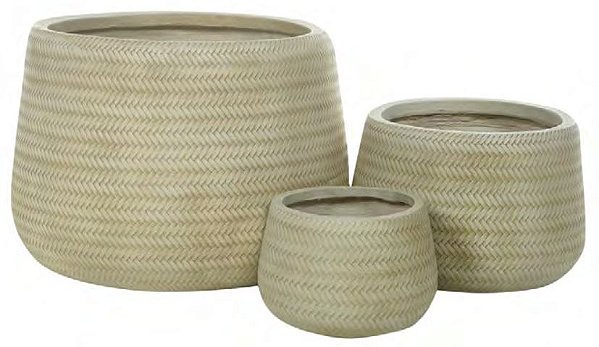 Vaso Fibrocimento C/3 Uni Bege 36cm