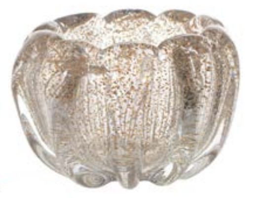 Vaso Decorativo Vidro Transparente Dourado 12cm