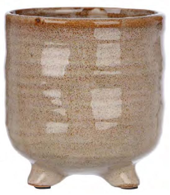 Vaso Cerâmica C/Pé Marrom 12,5cm
