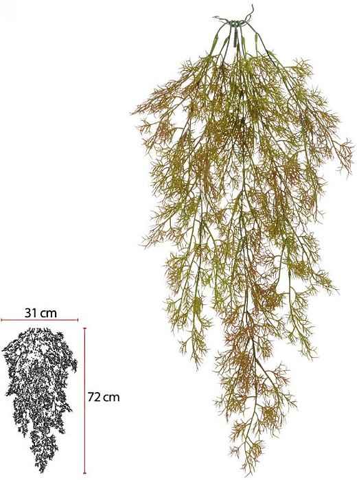 Planta Artificial Pendentes Alfinete C/Print Verde Outono 80cm