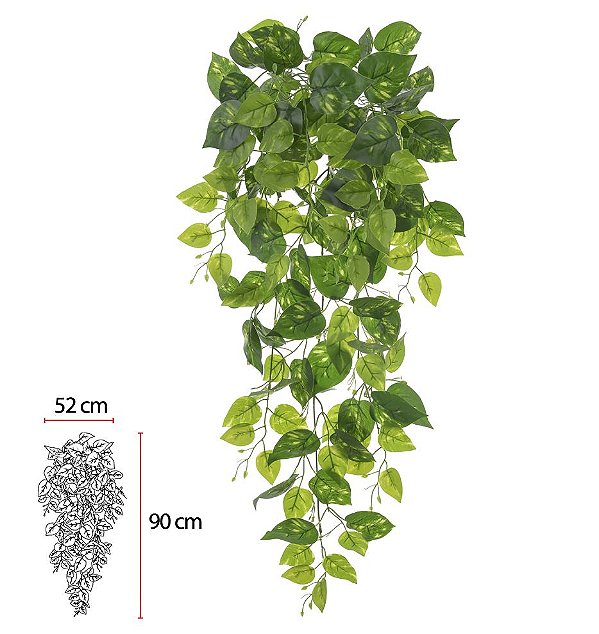 Planta Artificial Folhagem Jiboia Pendurar Real Toque X153 Verde Creme 1M