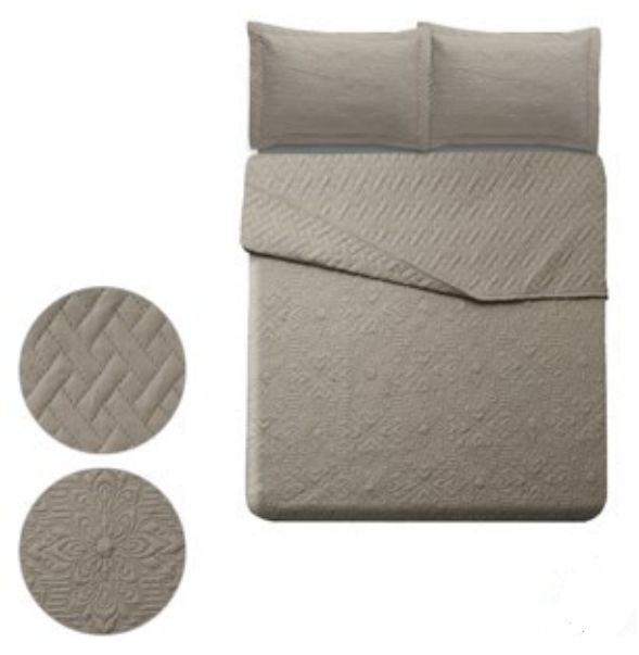 Kit Cobreleito Casal Ultrassonico Soft Premium 2,4x2,2m Tapioca