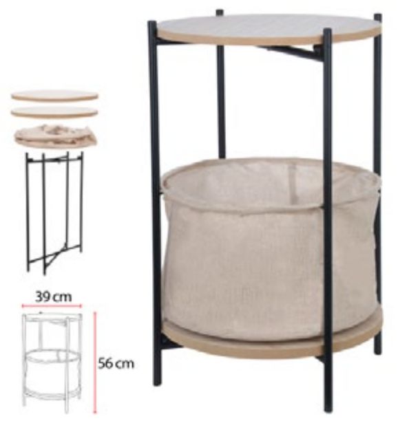 Mesa Lateral C/Organ Metal MDF 56x39cm Bege Preto