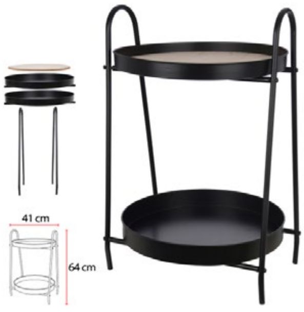 Mesa Lateral C/Alca Metal/Mdf 64x41cm Preto