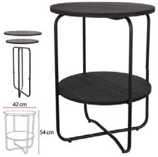 Mesa Lateral C/Prateleira Metal 54x42cm Preto
