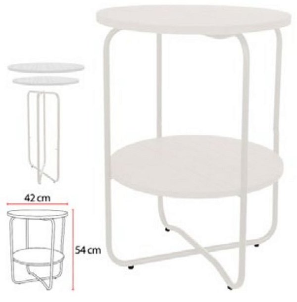 Mesa Lateral C/Prateleira Metal 54x42cm Branco