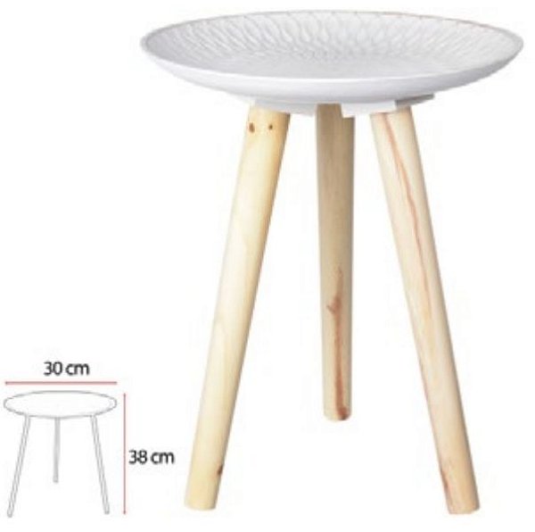 Mesa Lateral Mdf Etnica Redonda 38x30cm Branco