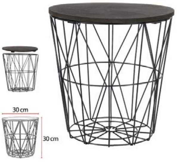Mesa Lateral Aramada Mdf / Metal 30X30cm Preto