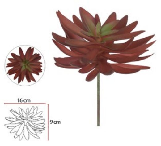 Planta Artificial Suculenta Vermelho Verde 22cm