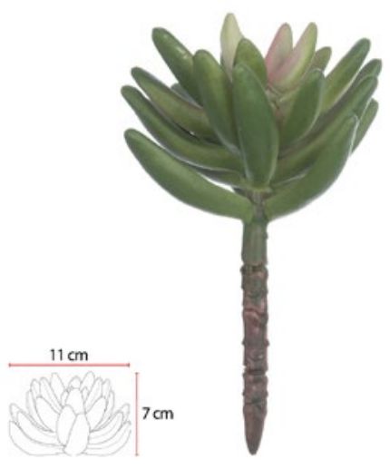 Planta Artificial Suculenta Verde Rosa 16cm