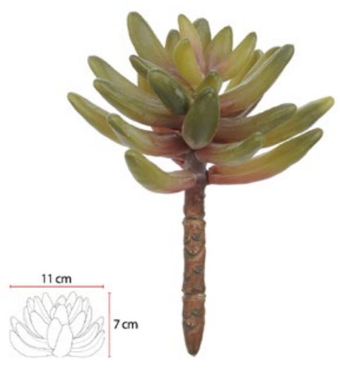 Planta Artificial Suculenta Verde Vermelho 16cm