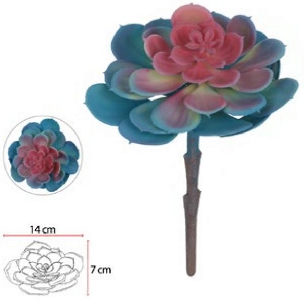 Planta Artificial Suculenta Azul 14cm