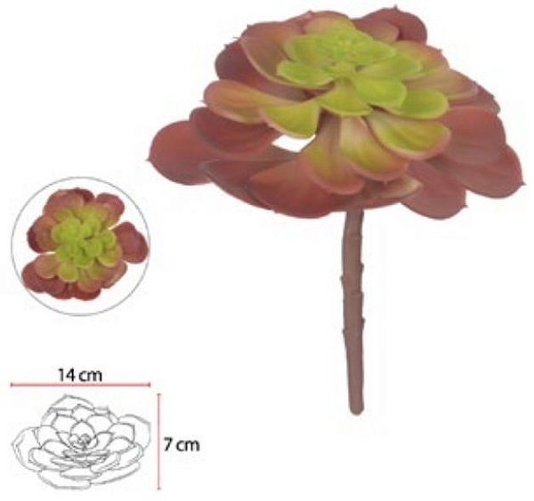 Planta Artificial Suculenta Vermelho Verde 14cm