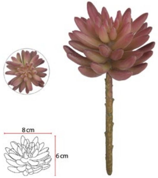 Planta Artificial Suculenta Vermelho 2T Outono 17cm