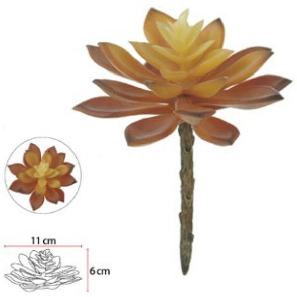 Planta Artificial Suculenta Laranja 13cm