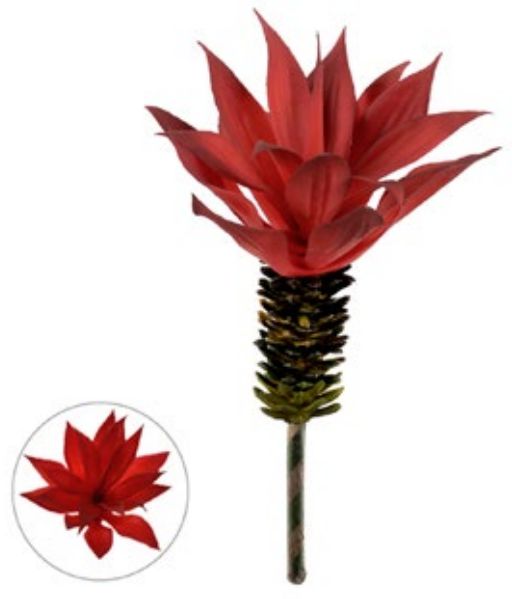 Planta Artificial Suculenta Agave Vermelho 20cm