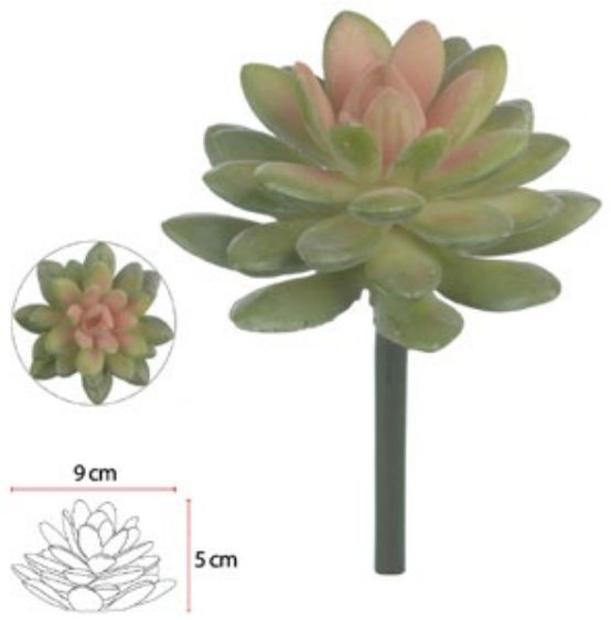 Planta Artificial Suculenta Verde Rosa 13cm