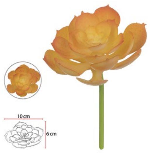 Planta Artificial Suculenta Laranja 16cm