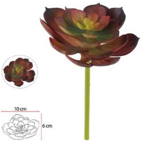 Planta Artificial Suculenta Vermelho Verde 16cm