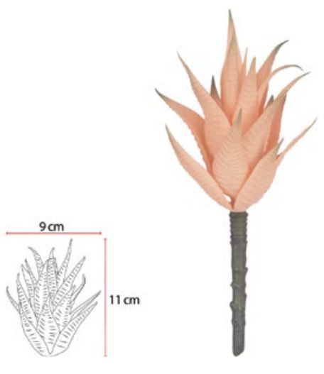 Planta Artificial Suculenta Agave Salmon 21cm