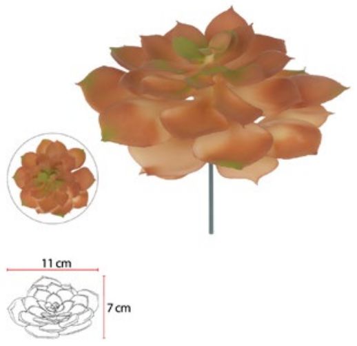 Planta Artificial Suculenta Laranja Verde 11cm
