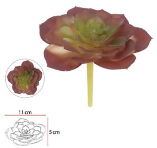 Planta Artificial Suculenta Frosted Vermelho Verde 9cm