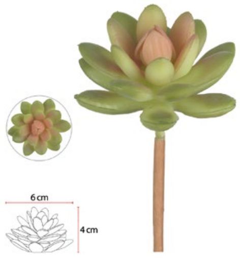 Planta Artificial Suculenta Verde Rosa 7cm