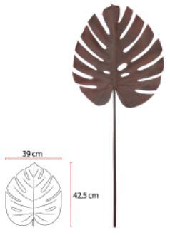 Planta Artificial Folhagem Costela de Adão Real Toque Laranja Outono 1,02cm