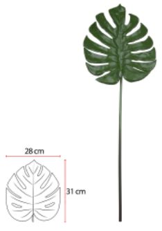 Planta Artificial Folhagem Costela de Adão Real Toque Verde 86cm