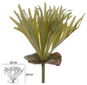 Folhagem Artificial Chifre De Veado C/Flocked X9 Verde 30cm