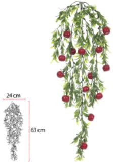 Folhagem Artificial Acerola Pendurar X14 Vermelho 75cm