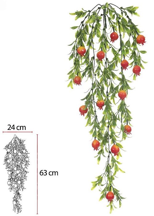 Folhagem Artificial Roma Pendurar X14 Vermelho 75cm