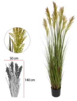 Planta Artificial Folhagem Grass Graos C/Pote X7 Verde 1,50m