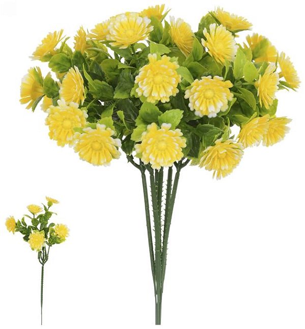 Folhagem Pick Margarida X5 Amarelo 23cm com 6 Hastes