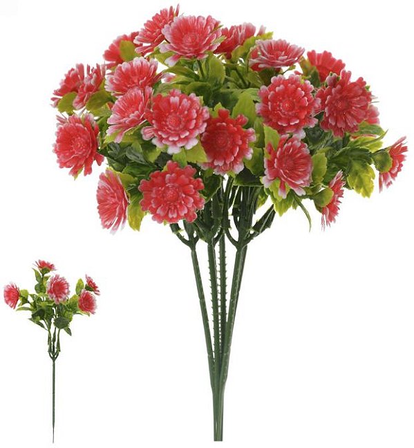 Folhagem Pick Margarida X5 Vermelho 23cm com 6 Hastes