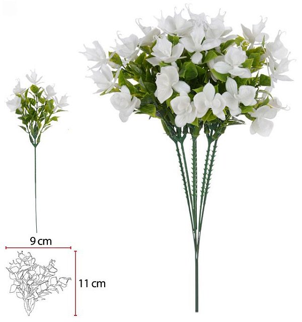 Folhagem Pick Flor Mini Plt. X5 Branco 25cm com 6 Hastes