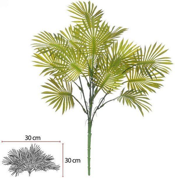 Folhagem Palmeira Mini C/Print Plastico X15 Verde Oliva 40cm