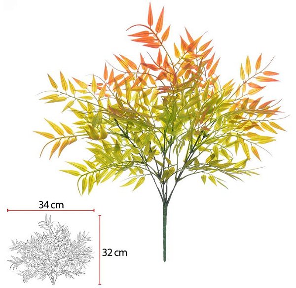 Folhagem Palmeira Mini C/Print Plastico X25 Verde Outono 40cm