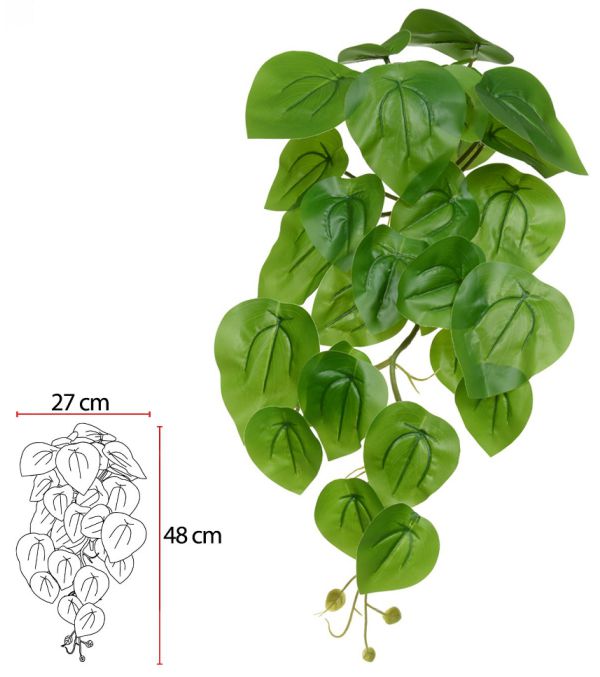 Folhagem Jiboia Pendurar Real Toque X30 Verde Creme 55cm