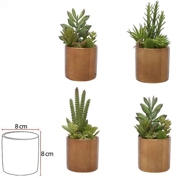 Folhagem Suculenta C/Vaso Verde 19cm