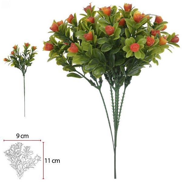 Folhagem Pick Flor Mini X5 Laranja 25cm com 6 Hastes