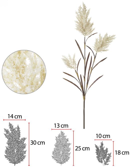 Planta Artificial Astilbe Com Flocked Com Folha Off Withe 1,2cm