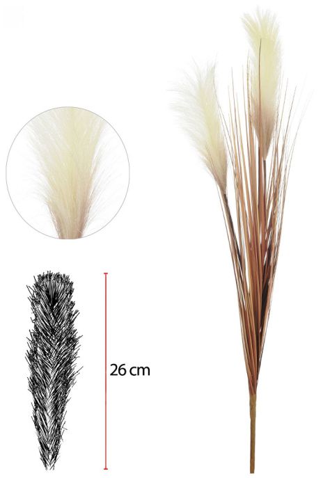Planta Artificial Capim Com Print Com Pluma Creme Outono 85cm