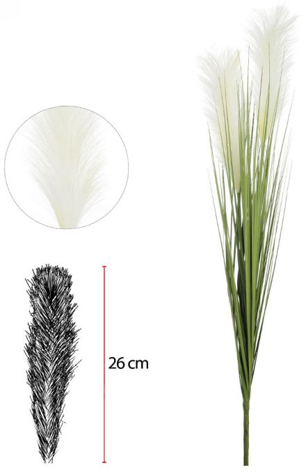 Planta Artificial Capim Com Print Com Pluma Branco 85cm