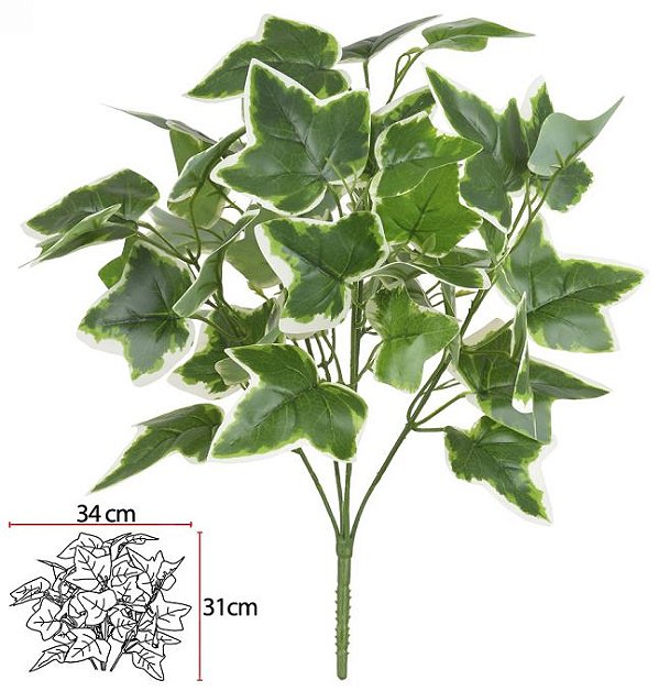 Planta Artificial Folhagem Hera Forracao Real Toque X45 Verde Branco 47cm