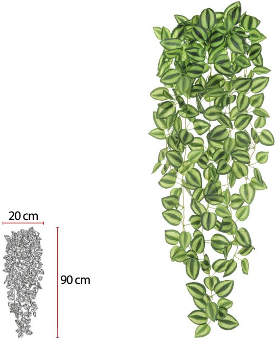 Planta Artificial Folhagem Lambari Pendurar Real Toque X228 Verde Creme 1m