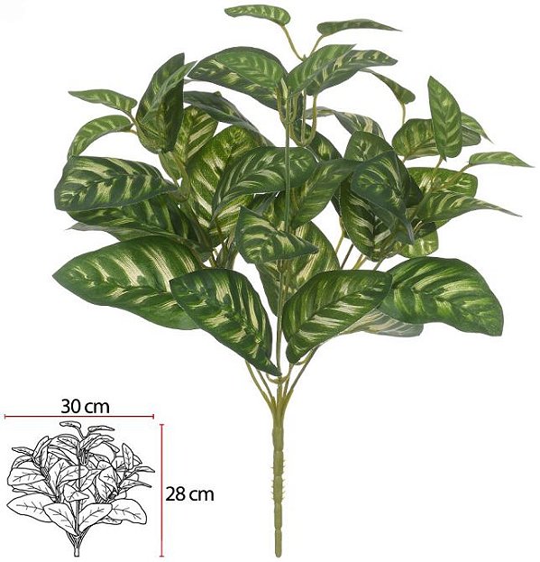 Planta Artificial Folhagem Maranta Forracao X40 Verde Creme 35cm