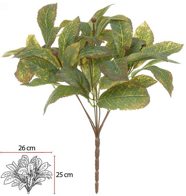 Planta Artificial Folhagem Croton C/Frosted X44 Verde Outono 35cm