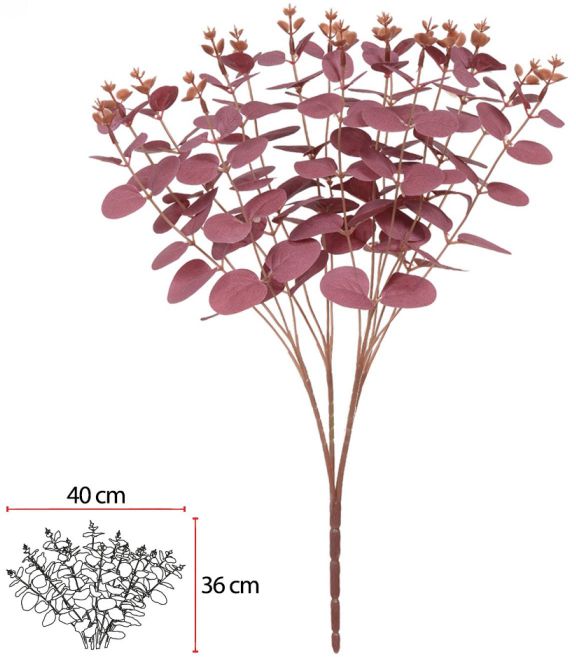 Planta Artificial Folhagem Eucalipto X64 Rosa Outono 48cm